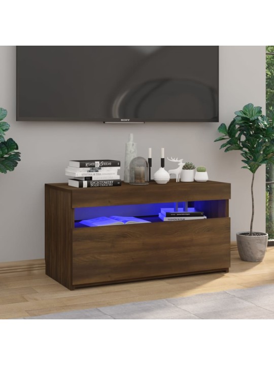 Televizoriaus spintelė su LED, ruda ąžuolo, 75x35x40cm