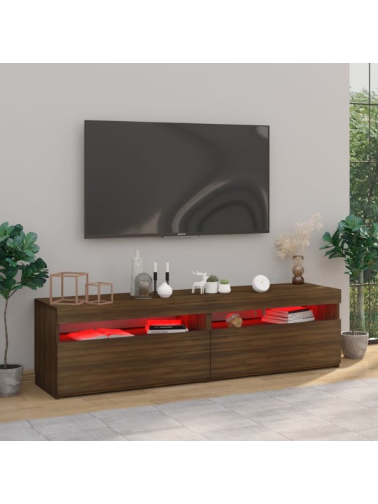 Televizoriaus spintelės su LED, 2vnt., rudos ąžuolo, 75x35x40cm