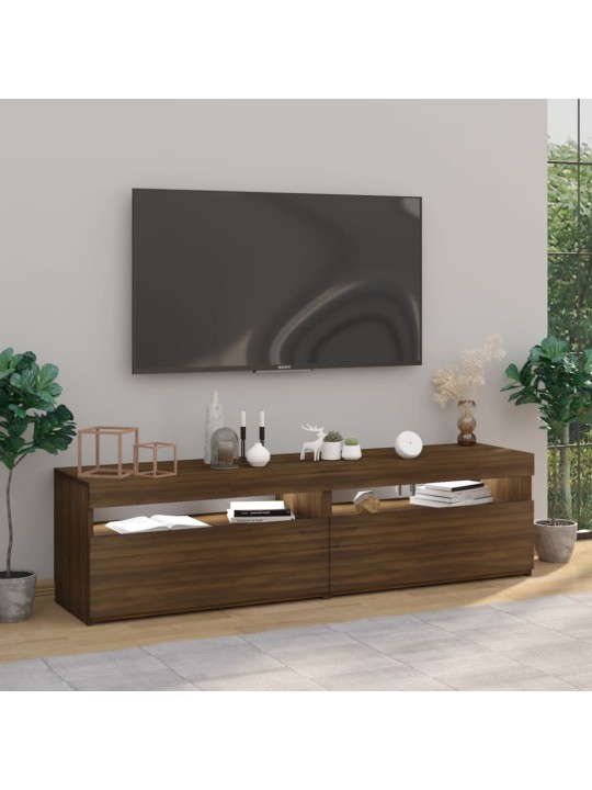Televizoriaus spintelės su LED, 2vnt., rudos ąžuolo, 75x35x40cm