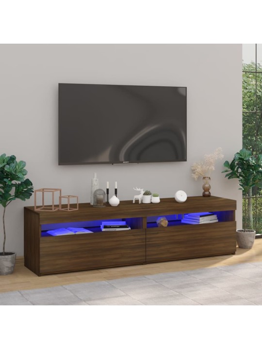 Televizoriaus spintelės su LED, 2vnt., rudos ąžuolo, 75x35x40cm