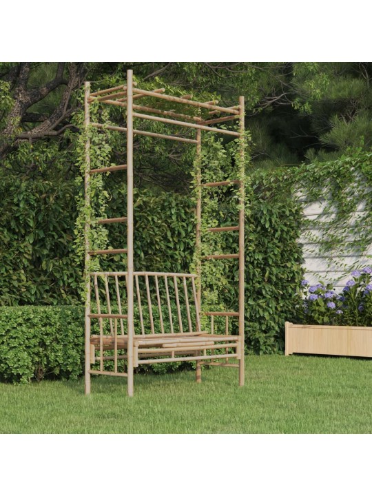 Sodo suoliukas su pergole, 116cm, bambukas