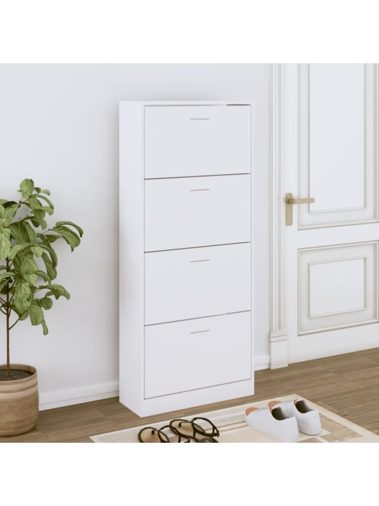 Spintelė batams, baltos spalvos, 63x24x147cm, apdirbta mediena