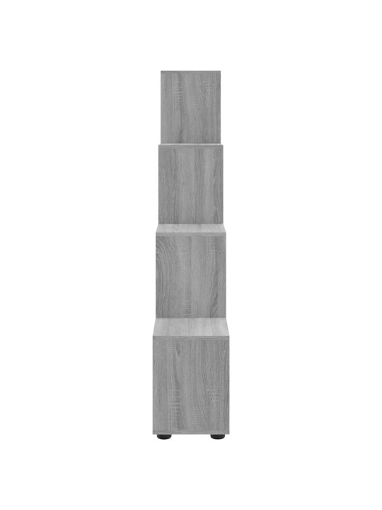 Knygų lentyna, pilka ąžuolo, 142cm, mediena, laiptų dizaino
