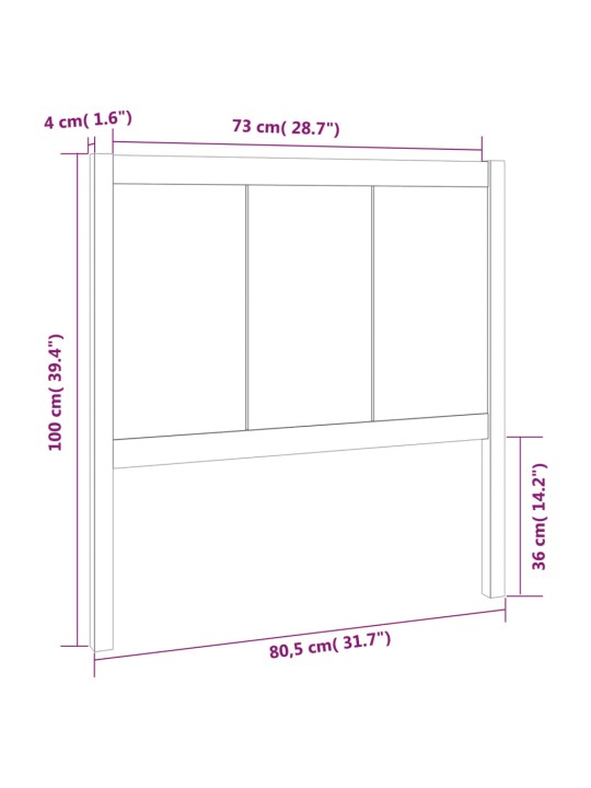 Lovos galvūgalis, baltas, 80,5x4x100cm, pušies medienos masyvas