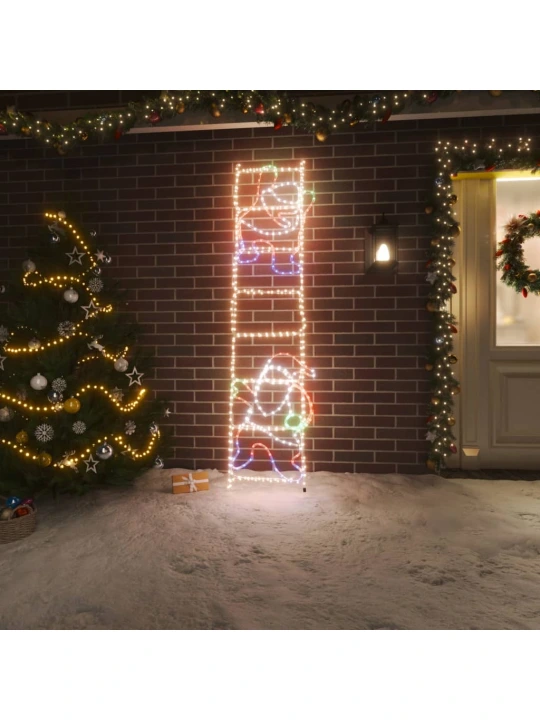 Kalėdinė dekoracija Kalėdų Senelis ant kopėčių su LED, 50x200cm