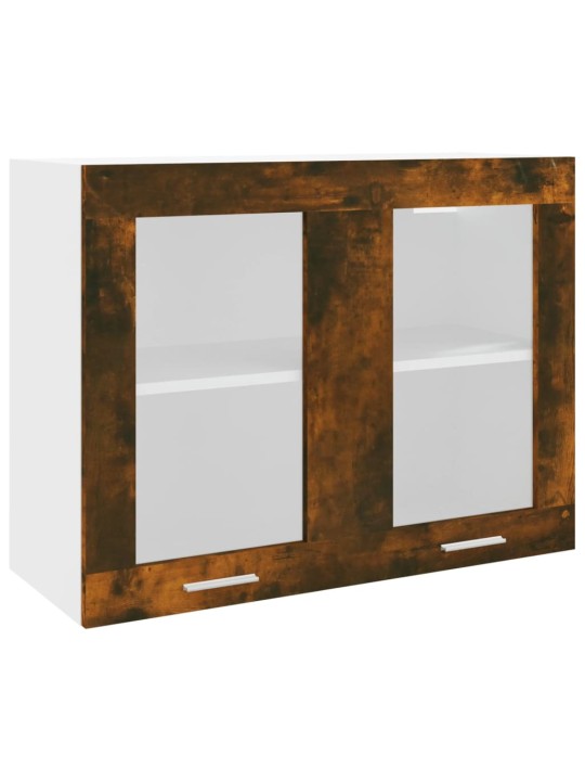 Pakabinama stiklinė spintelė, ąžuolo, 80x31x60cm, mediena