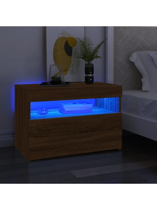 Televizoriaus spintelė su LED, ruda ąžuolo, 60x35x40cm