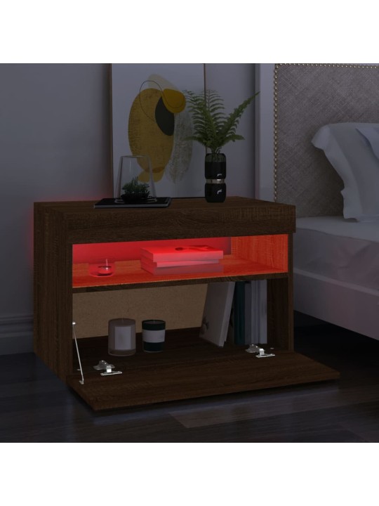 Televizoriaus spintelė su LED, ruda ąžuolo, 60x35x40cm