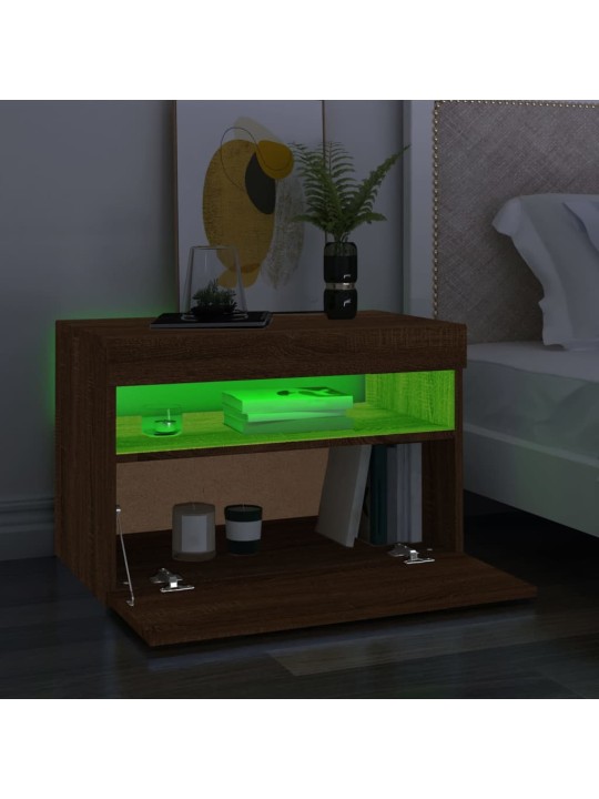 Televizoriaus spintelė su LED, ruda ąžuolo, 60x35x40cm