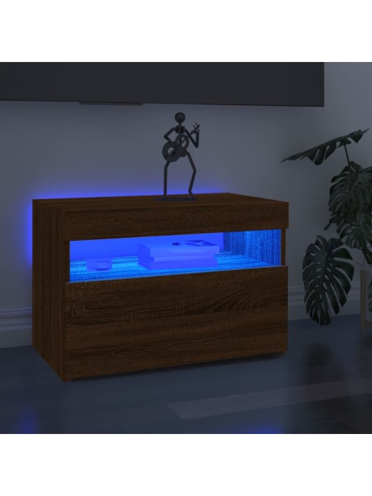 Televizoriaus spintelė su LED, ruda ąžuolo, 60x35x40cm