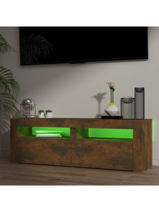 Televizoriaus spintelė su LED, dūminio ąžuolo, 120x35x40cm
