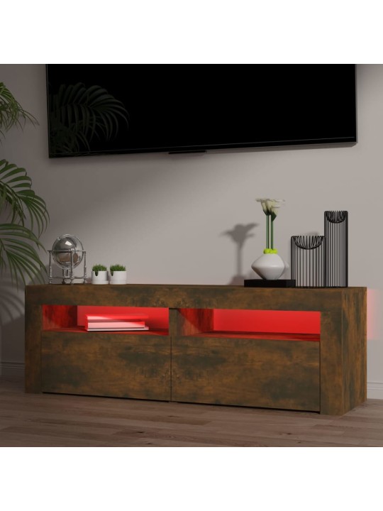 Televizoriaus spintelė su LED, dūminio ąžuolo, 120x35x40cm