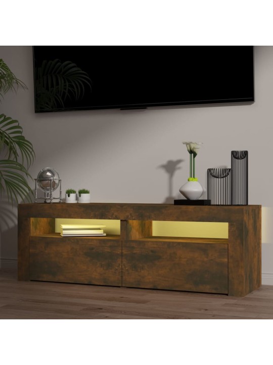 Televizoriaus spintelė su LED, dūminio ąžuolo, 120x35x40cm