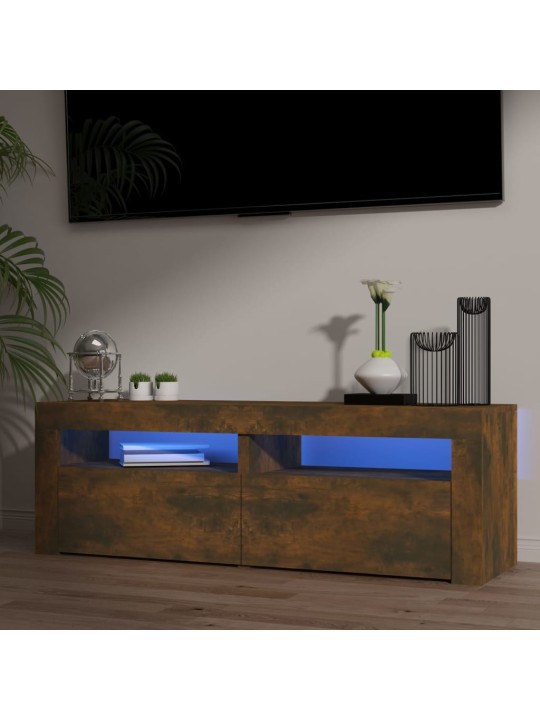 Televizoriaus spintelė su LED, dūminio ąžuolo, 120x35x40cm