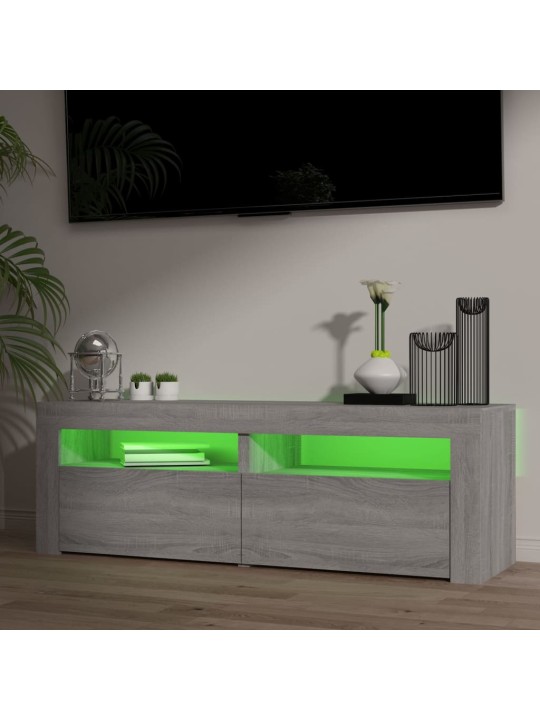 Televizoriaus spintelė su LED, pilka ąžuolo, 120x35x40cm