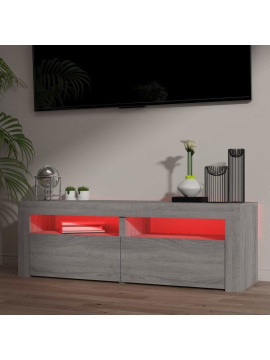 Televizoriaus spintelė su LED, pilka ąžuolo, 120x35x40cm