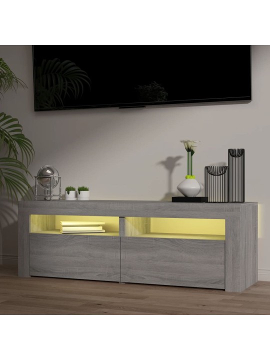 Televizoriaus spintelė su LED, pilka ąžuolo, 120x35x40cm