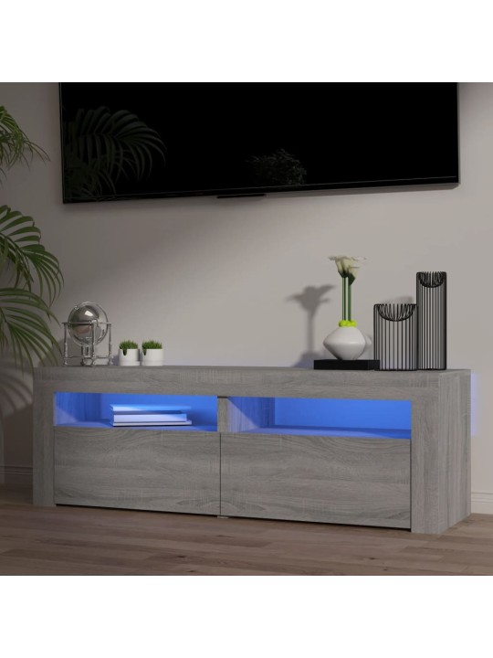 Televizoriaus spintelė su LED, pilka ąžuolo, 120x35x40cm