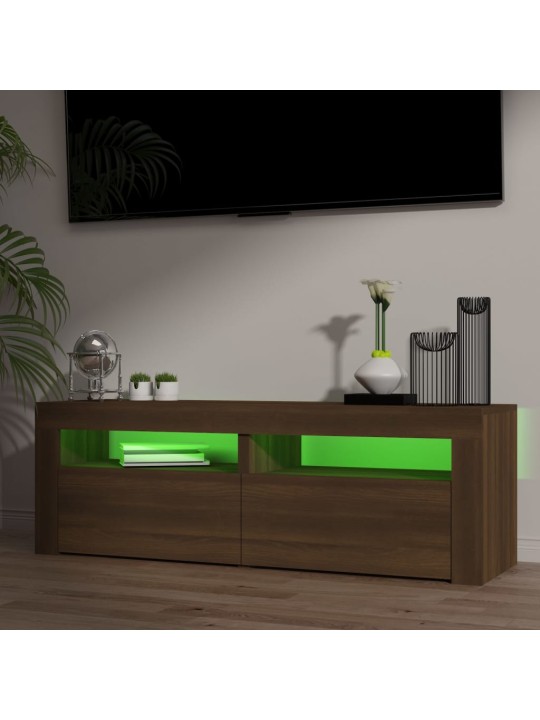 Televizoriaus spintelė su LED, ruda ąžuolo, 120x35x40cm