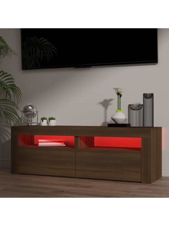 Televizoriaus spintelė su LED, ruda ąžuolo, 120x35x40cm