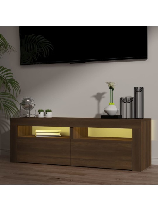 Televizoriaus spintelė su LED, ruda ąžuolo, 120x35x40cm