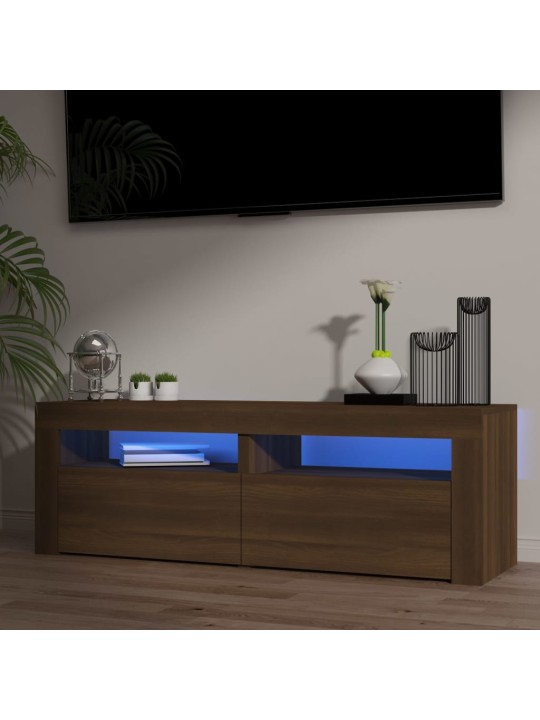 Televizoriaus spintelė su LED, ruda ąžuolo, 120x35x40cm