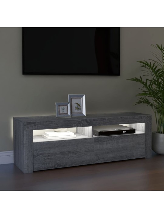 Televizoriaus spintelė su LED, pilka ąžuolo, 120x35x40cm