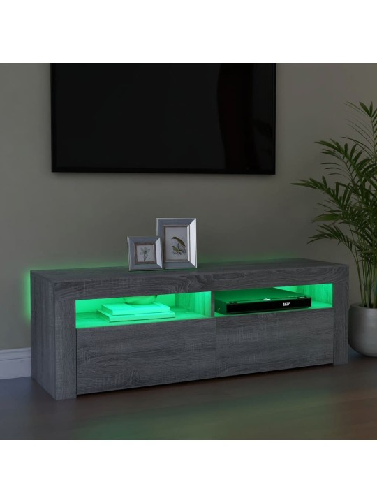 Televizoriaus spintelė su LED, pilka ąžuolo, 120x35x40cm
