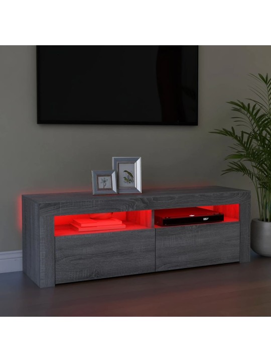 Televizoriaus spintelė su LED, pilka ąžuolo, 120x35x40cm