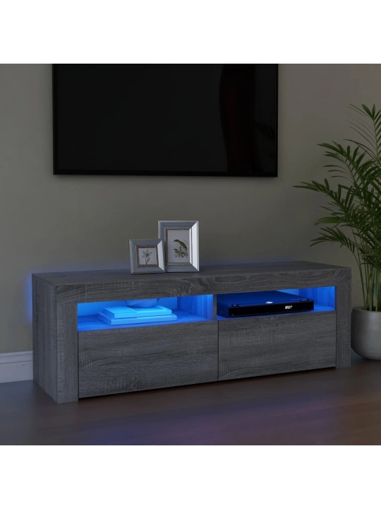 Televizoriaus spintelė su LED, pilka ąžuolo, 120x35x40cm