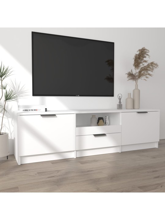 Televizoriaus spintelė, balta, 140x35x40cm, apdirbta mediena