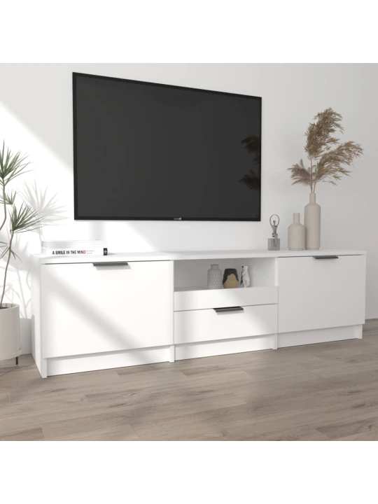 Televizoriaus spintelė, balta, 140x35x40cm, apdirbta mediena