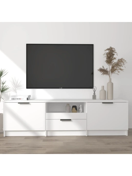 Televizoriaus spintelė, balta, 140x35x40cm, apdirbta mediena