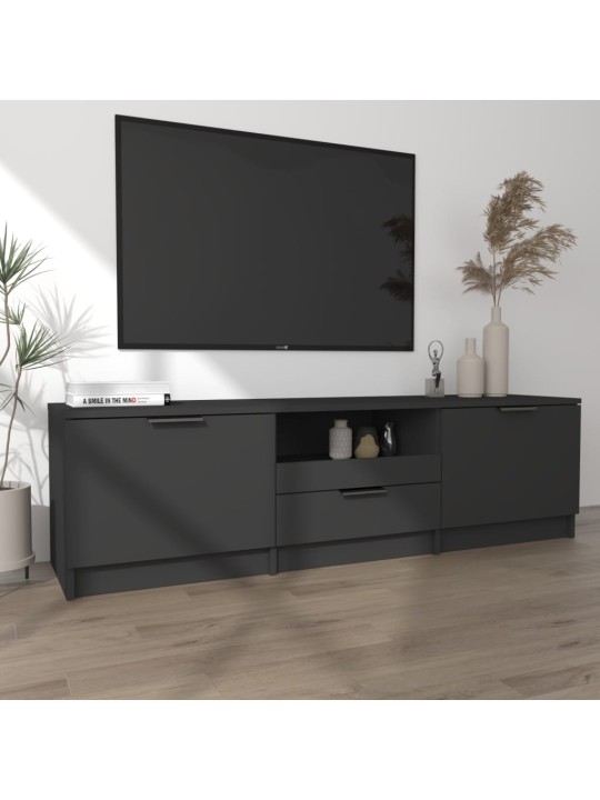 Televizoriaus spintelė, juoda, 140x35x40cm, apdirbta mediena