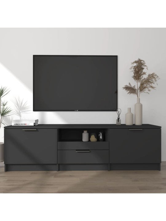Televizoriaus spintelė, juoda, 140x35x40cm, apdirbta mediena