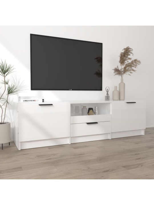 Televizoriaus spintelė, balta, 140x35x40cm, mediena, blizgi