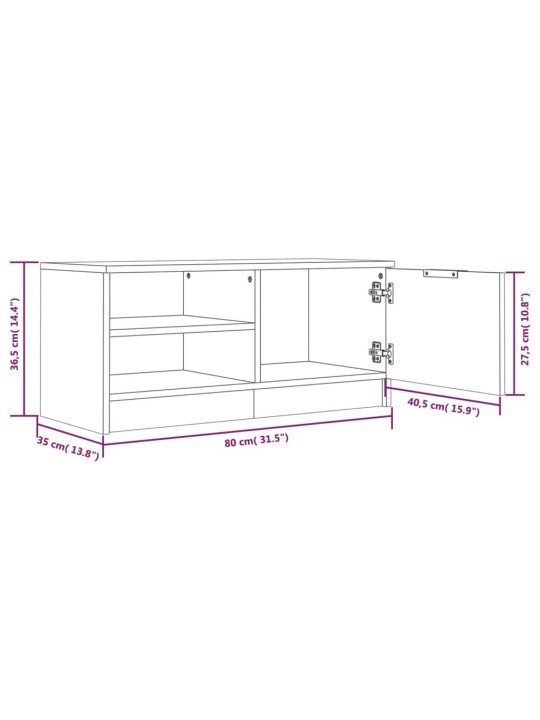 Televizoriaus spintelės, 2vnt., pilkos, 80x35x36,5cm, mediena