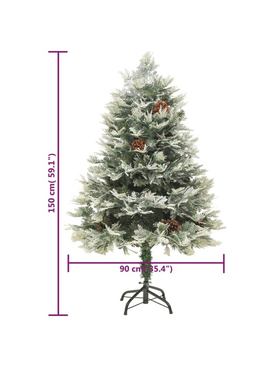 Kalėdų eglutė su pušies kankorėžiais, žalia, 150cm, PVC su PE