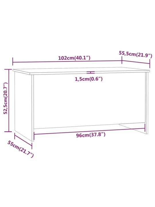 Kavos staliukas, baltas, 102x55,5x52,5cm, apdirbta mediena
