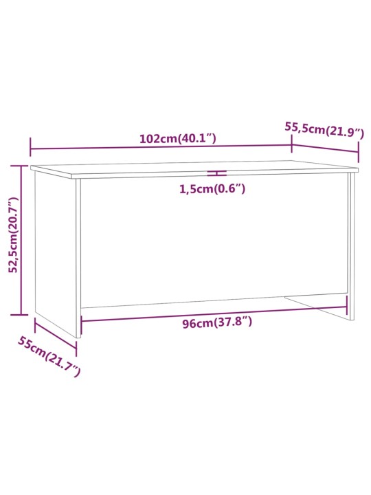 Kavos staliukas, pilkas ąžuolo, 102x55,5x52,5cm, mediena