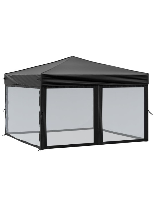 Proginė palapinė su šoninėmis sienomis, juoda, 3x3m
