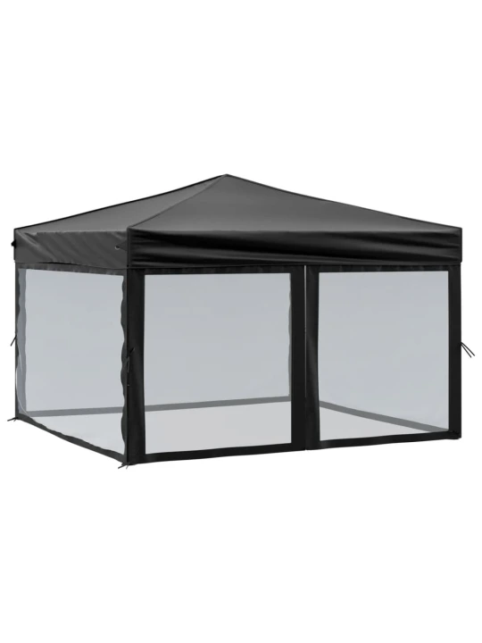 Proginė palapinė su šoninėmis sienomis, juoda, 3x3m