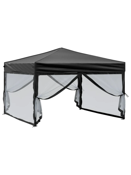 Proginė palapinė su šoninėmis sienomis, juoda, 3x3m