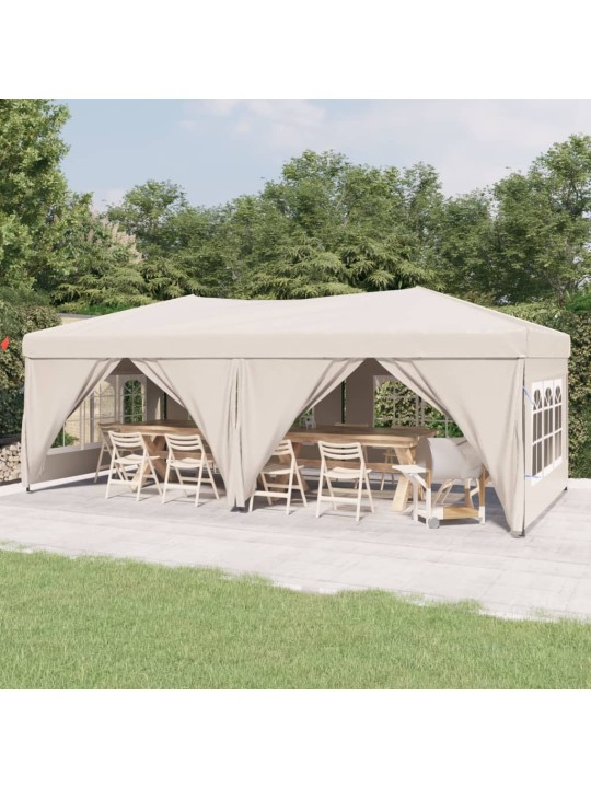 Proginė palapinė su šoninėmis sienomis, kreminė, 3x6m