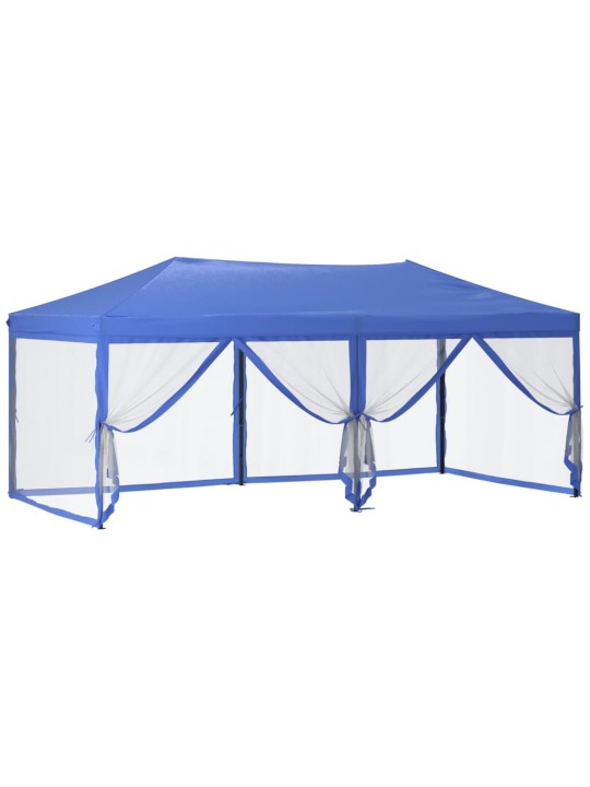 Proginė palapinė su šoninėmis sienomis, mėlyna, 3x6m