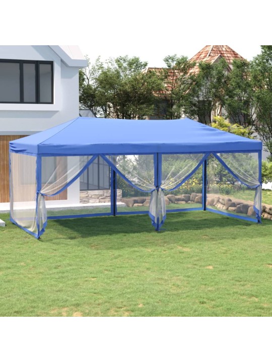 Proginė palapinė su šoninėmis sienomis, mėlyna, 3x6m