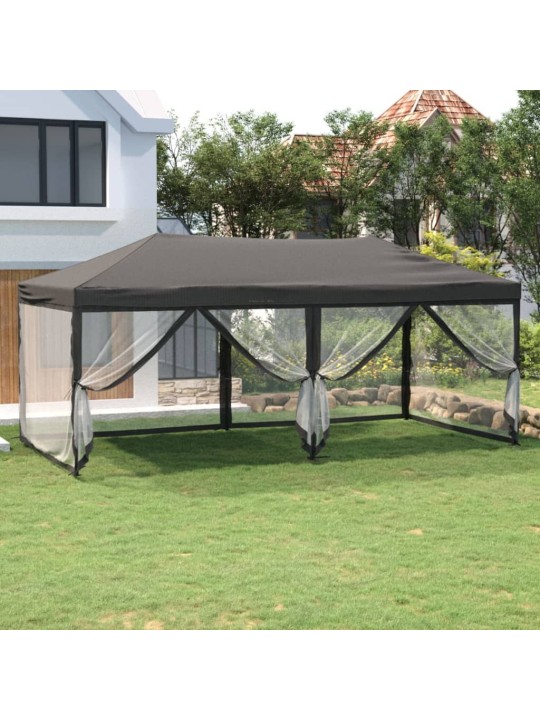 Proginė palapinė su šoninėmis sienomis, antracito, 3x6m