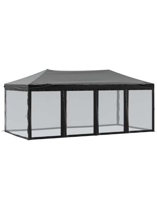 Proginė palapinė su šoninėmis sienomis, juoda, 3x6m