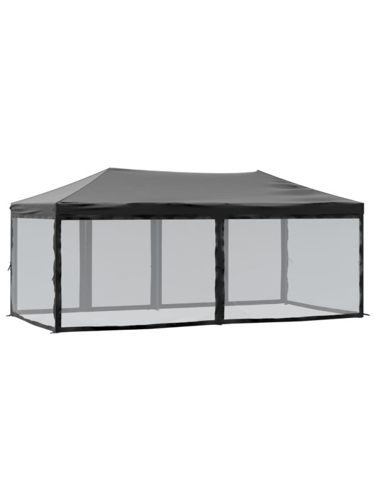 Proginė palapinė su šoninėmis sienomis, juoda, 3x6m