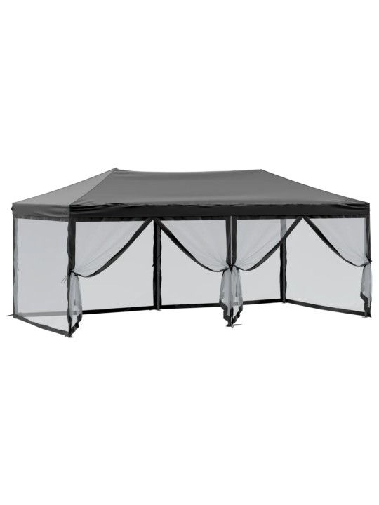 Proginė palapinė su šoninėmis sienomis, juoda, 3x6m